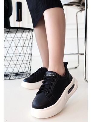 Flamex Chris Siyah Cilt Bağcıklı Spor Ayakkabı