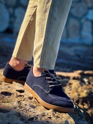 Flamex Kb-X5 Kuback Lacivert  Süet Bağcıklı  Günlük Erkek Ayakkabı