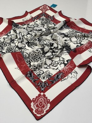 Balse Sura Ipek Eşarp Kırmızı Siyah 5012-1