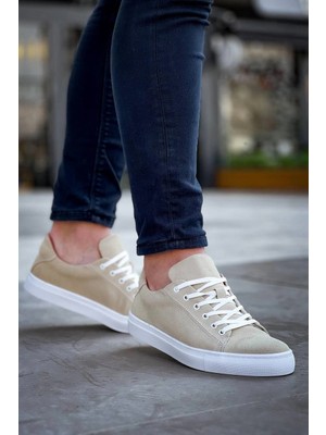 Flamex KB-122   Kuback Bej Süet Yüksek Taban Bağcıklı Günlük Erkek Ayakkabı