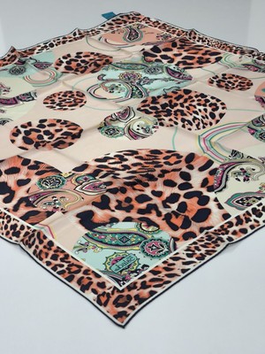 Balse Sura Ipek Eşarp Turuncu Lacivert  5025-1