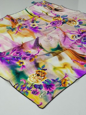 Balse Sura Ipek Eşarp Sarı Yeşil Mor 5029-2