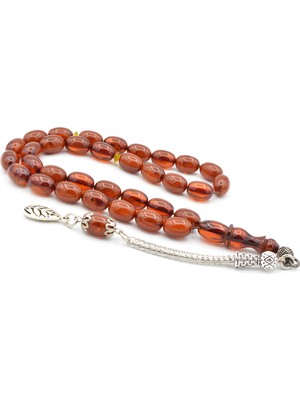 Murty99 Gümüş Kamçılı Arpa Kesim Hareli Kahverengi Katalin Tesbih