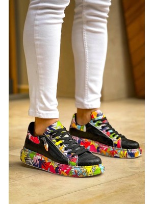 Flamex Kb-02  Kuback Bağcıklı Crocodile Siyah Kırmızı Günlük Erkek Ayakkabı