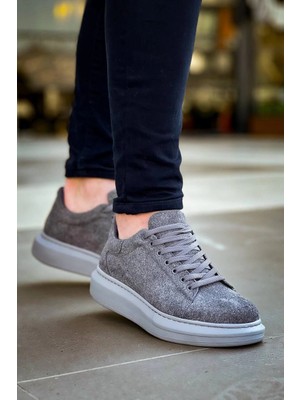 Flamex KB-X500  Kuback Gri Süet Yüksek Taban Bağcıklı Günlük Erkek Ayakkabı