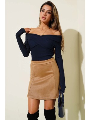 Zengezur Mall Snmswrld Madonna Çapraz Yaka Bluz Lacivert T4331 (Beden: S)