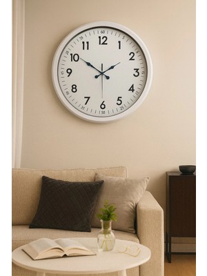 Durukar 52 cm Beyaz Metal Dekoratif Duvar Saati