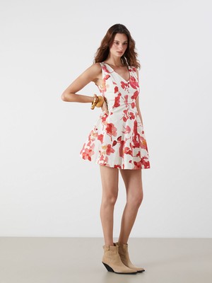 Lc Waikiki Yeni Sezon V Yaka Çiçekli Mini Elbise
