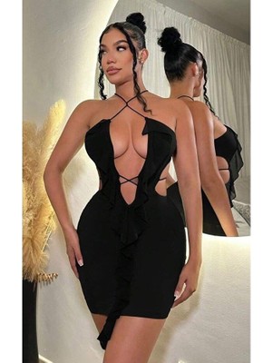 MOTTO10 Butik Siyah Fantezi Elbise 5120
