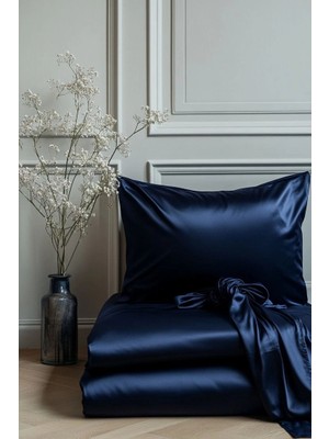 Durukar 2’li Ipek Dokulu Saten Lacivert Yastık Kılıfı 50X70 – Mikrosaten, Saç ve Cilt Dostu
