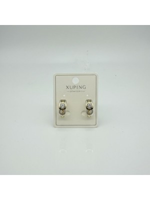 Xuping Baget Taş Detaylı Gold & Silver Mini Halka Küpe