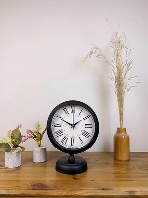 Durukar Siyah Metal Modern Masa Saati 25×20 cm