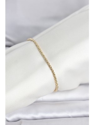 Calperia cm 14K Gold Renk Burgulu Zincir Model Kadın Bileklik - Lisinya