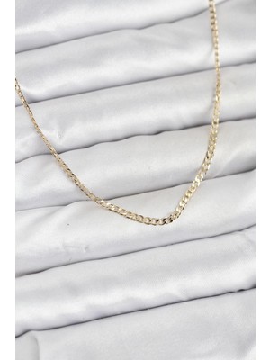 Calperia cm 14K Gold Renk Pirinç Zincir Model Kadın Kolye - Lisinya