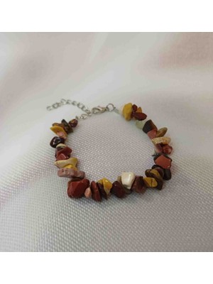 Shine Elagance Renkli Doğaltaş Jasper Kırık Kesim Kapamaları Gümüş Rengi Çelik Ayarlanabilir Kadın Bileklik Sevgililer Günü Hediyesi