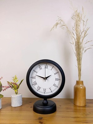 Durukar Siyah Metal Retro Masa Saati 25×20 cm