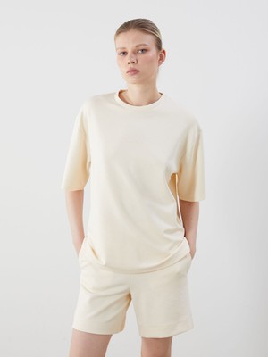 Lc Waikiki Yeni Sezon Bisiklet Yaka Oversize Kadın Tişört