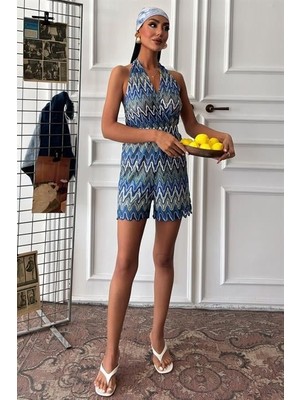 Etiler Collection Zikzak Desenli Multi Renk Geçişli Mini Tulum 1365