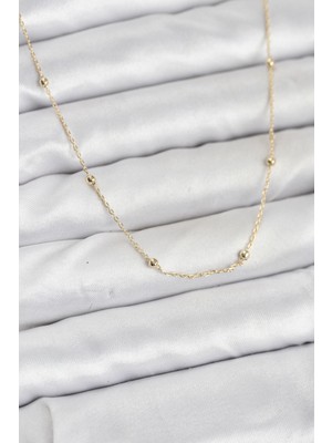 Calperia cm 14K Gold Renk Minik Top Zincirli Kadın Kolye - Lisinya