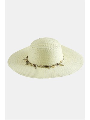 Flamex Üçgen Deniz Kabuğu Hasır Şapka