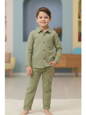 Cattackids Çocuk Kareli Minimalist Gömlek Pantolon Takımı 2-9 Yaş Arası