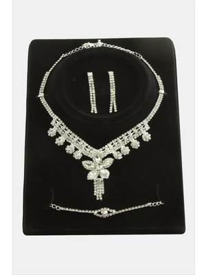 Flamex Çiçek Taşlı Lüks Set Kolye