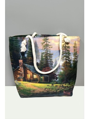 Flamex Ağaç Desenli Plaj Çantası