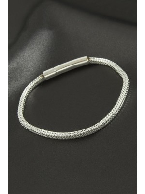 Flamex Kare Kobra Zincir Lüks Çelik Bileklik