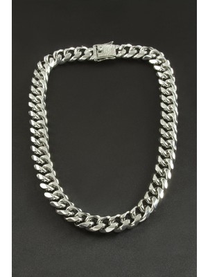 Flamex Chain Zirkon Taşlı Kalın Zincir Lüks Çelik Kolye