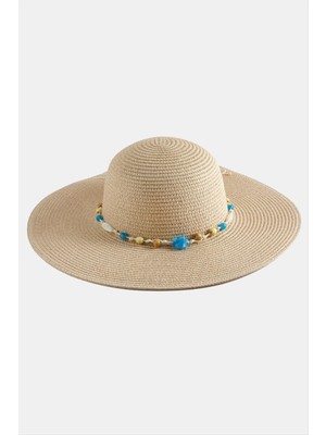 Flamex Boncuklu Hasır Şapka