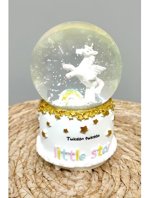 Flamex Unicorn Pilli Müzikli Işıklı Kar Küresi (Orta Boy)