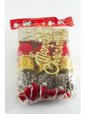 Flamex 16 Adet Karışık Büyük Boy Yılbaşı Ağaç Süsü