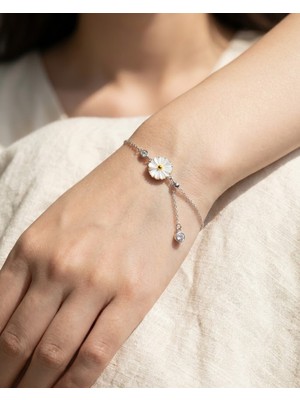 BG Jewellery Beyaz Çiçek 925 Ayar Gümüş Bileklik