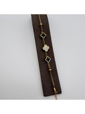 Mare Accessories Hasır Zincir Yonca Figürlü Çelik Bileklik
