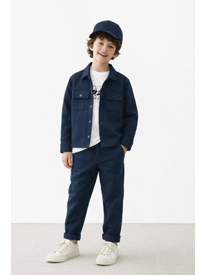 Matu Official Erkek Çocuk 3'lü Gabardin Ceket - Pantolon - Tshirt Takım 4-14 Yaş