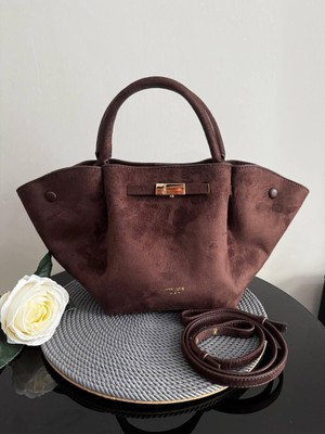 Ges Shop Kadın Kahverenk Süvet Omuz Çanta