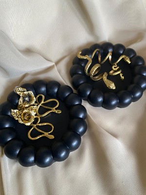 MumKusag Dekoratif Tabak Siyah Beton Obje