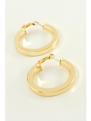 Zero Land Snmswrld Ezme Halka Küpe 3 Cm-Sarı