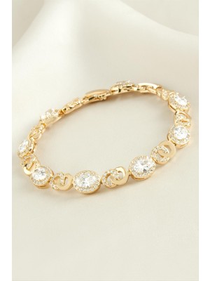 Flamex Xuping Oval Zirkon Taşlı Lüks Çelik Bileklik