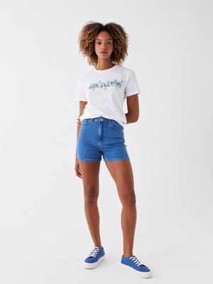 Lc Waikiki Yeni Sezon Yüksek Bel Dar Fit Kadın Jean Şort