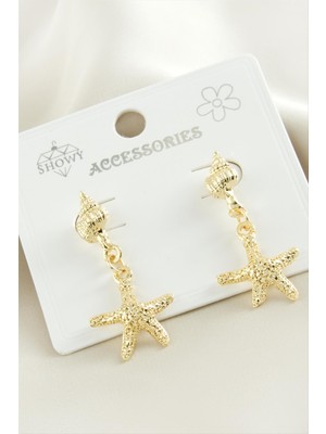 Zero Land Snmswrld Deniz Yıldızı Metal Küpe-Gümüş Rengi