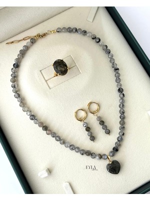 Eyla Collection Faset Kesim Labradorit Kombini - Özel Tasarım El Yapımı Set