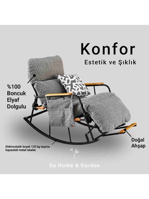 Dy Home & Garden Gri Sallanan Ayarlanabilir Mekanizmalı Tv Koltuğu, Dinlenme Koltuğu, Okuma Koltuğu.