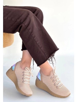 Sb Shopping Weor Bej Triko Bağcıklı Spor Ayakkabı