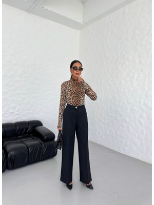 Etiler Collection 230 gr Poly Viscose Lycra Metal Düğme Palazzo Pantolon