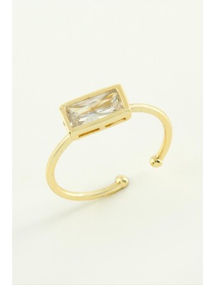 Dikdörtgen Zirkon Taşlı Yüzük