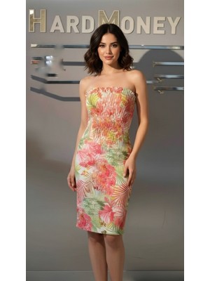 Ip Askılı Desenli Elbise