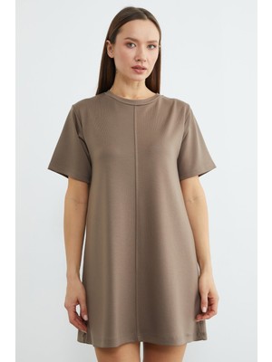 FullaModa Basic Çimalı Mini Boy Modal Elbise