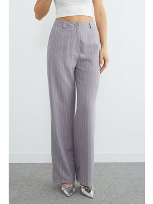 FullaModa Çizgili Yüksek Bel Palazzo Pantolon