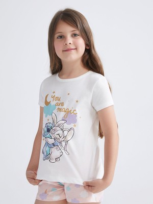 Lc Waikiki Yeni Sezon Lilo & Stitch Baskılı Kız Çocuk Şortlu Pijama Takımı